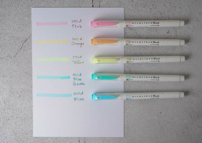 Zebra Mildliner 5 Color Dual-tip Brush Pens - Fluorescent Colors