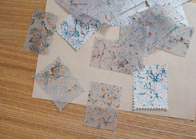 Stamp Shaped Handmade Decoration Paper Set - Floral