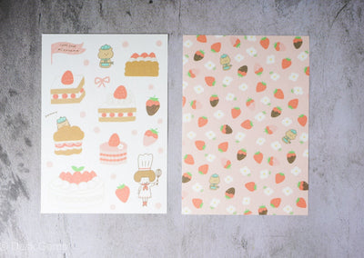 Papier Platz × Mizutama Cake Shop Masking Seal Sheet - Strawberry Cakes