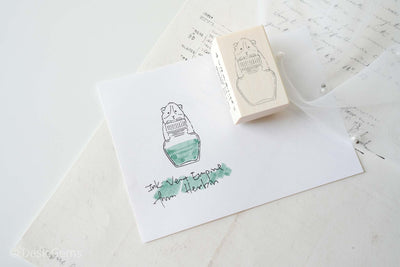 Beverly "Ink's Companion" Rubber Stamp - Hamster and Ink Bottle