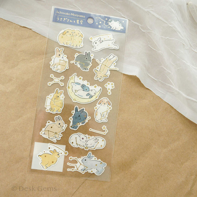 Shinako Moriyama Original Sticker - Bunny and Starry Sky