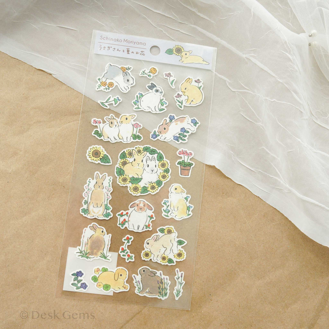 Shinako Moriyama Original Sticker - Bunny and Summer Flower
