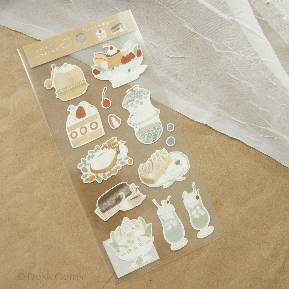 Tobimatsu Shoichiro Original Sticker - Swan and Seasonal Desserts