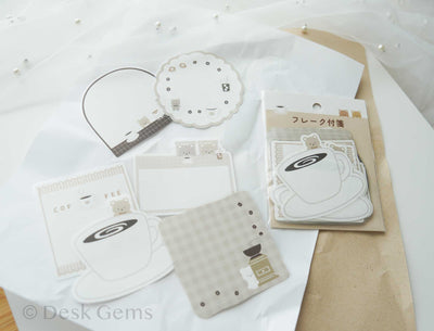Papier Platz Flake Memo Stickers - Bear and Coffee