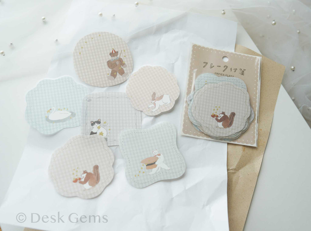 Papier Platz × Tobimatsu Shoichiro Flake Memo Stickers - Gingham Club