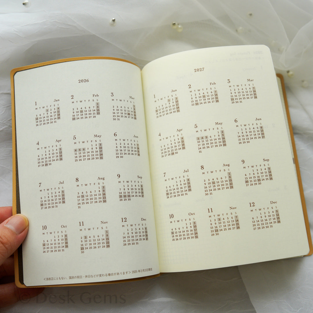 Midori Hibino 2026 Planner - One Day Two Page