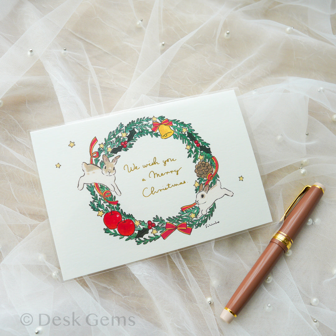 Schinako Moriyama Christmas Postcard - Wreath