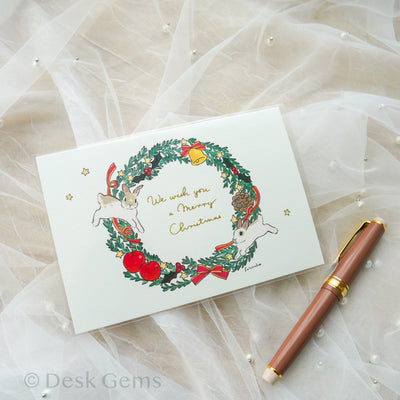 Schinako Moriyama Christmas Postcard - Wreath
