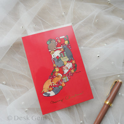 Schinako Moriyama Christmas Postcard - Sock