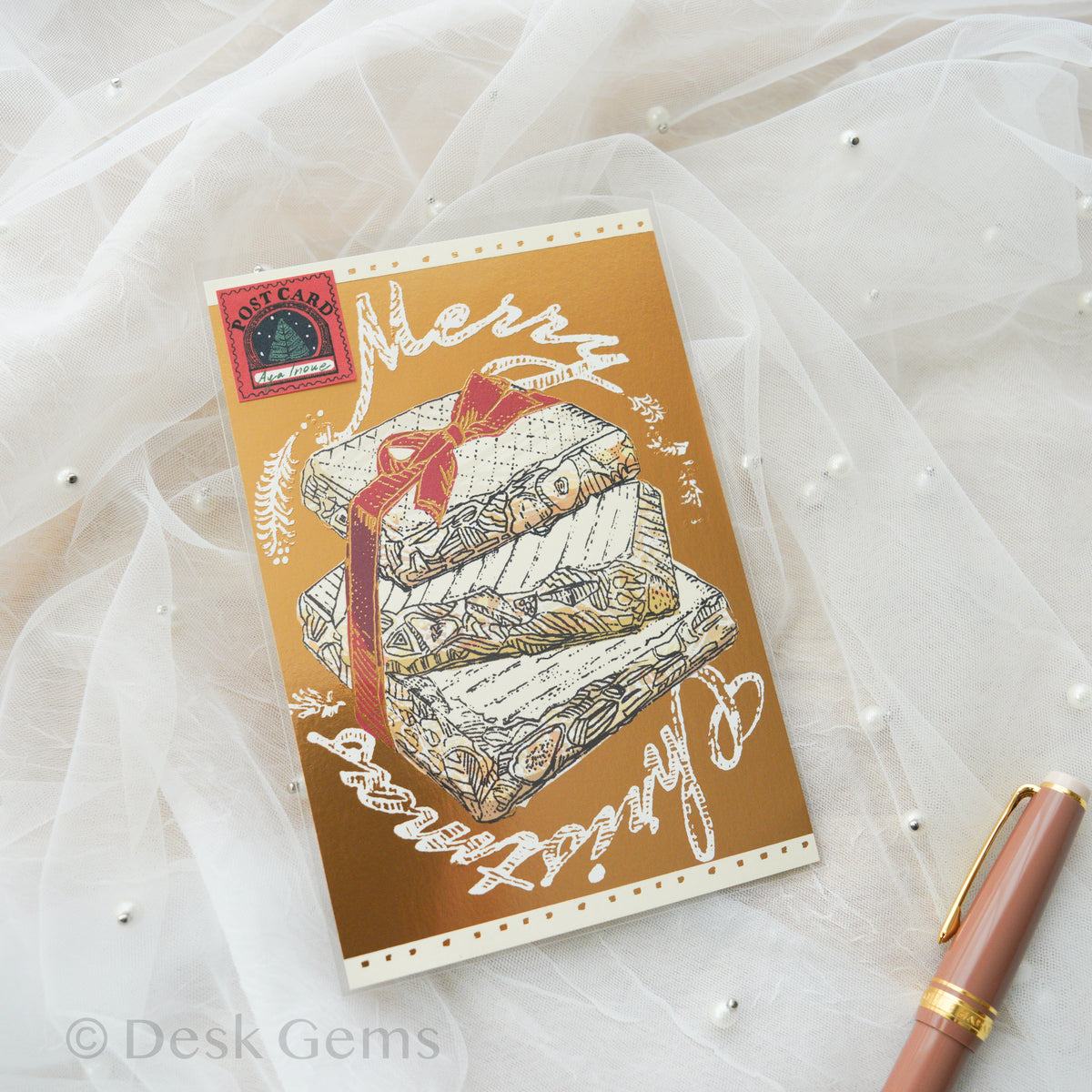 Aya Inoue Christmas Foil Postcard - Nougat
