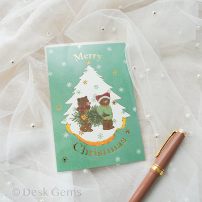 Akane Kotoko Christmas Postcard - Bear and Tree