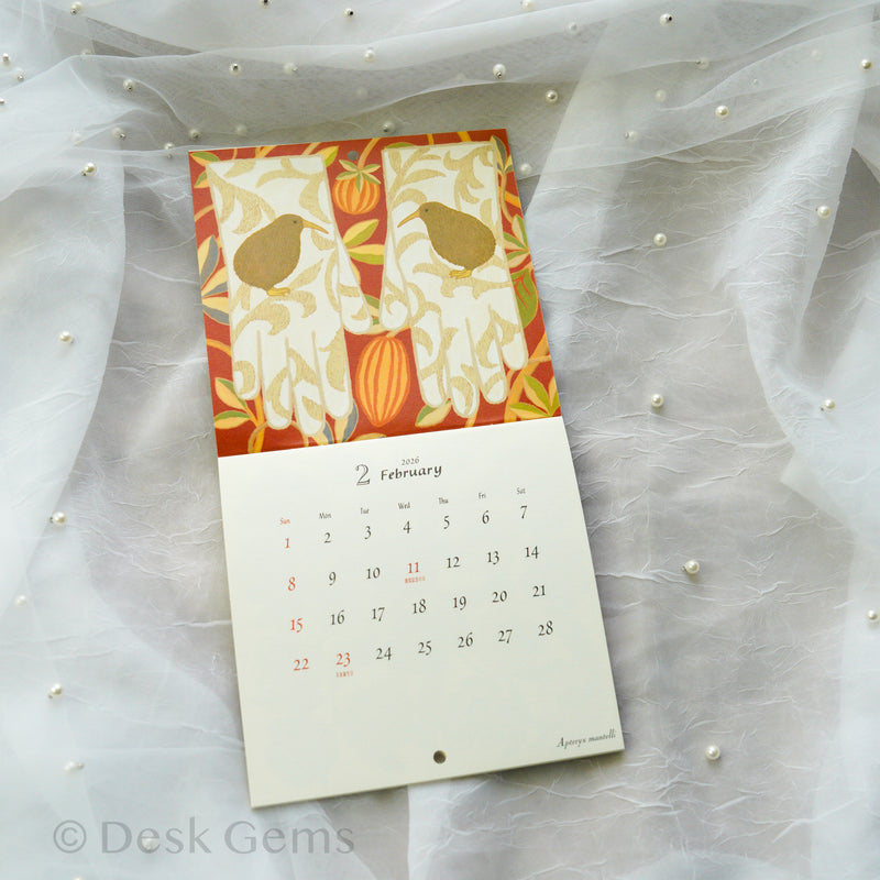 Naffy Small Wall Calendar 2026 - Bird Tales