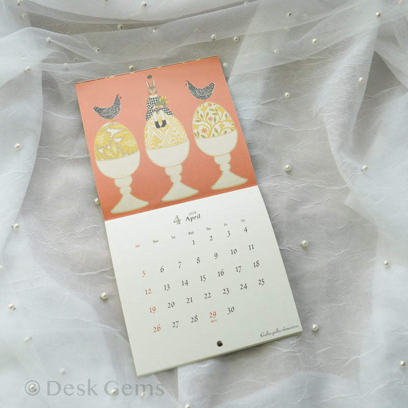 Naffy Small Wall Calendar 2026 - Bird Tales