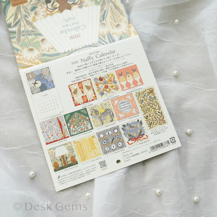Naffy Small Wall Calendar 2026 - Bird Tales