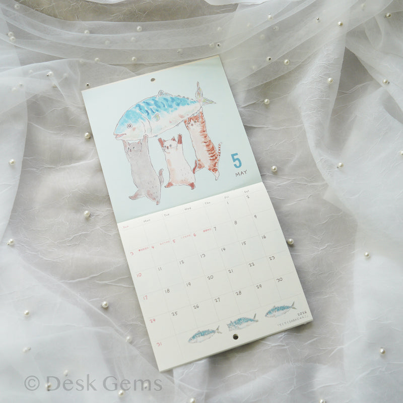 Tocoro Comugi Small Wall Calendar 2026 - Cats