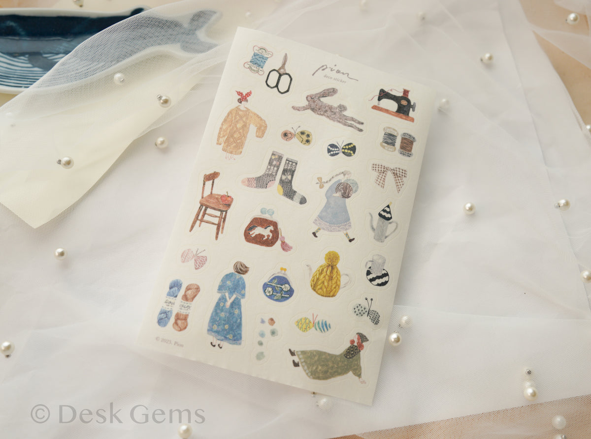 Pion Die-cut Paper Stickers - Fabric
