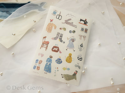 Pion Die-cut Paper Stickers - Fabric