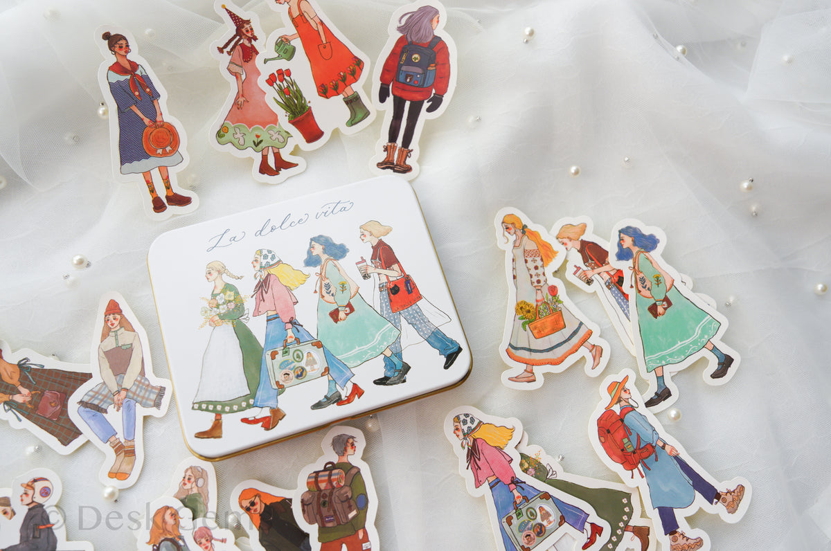 La Dolce Vita Sticker Set with Tin - Girl Marching