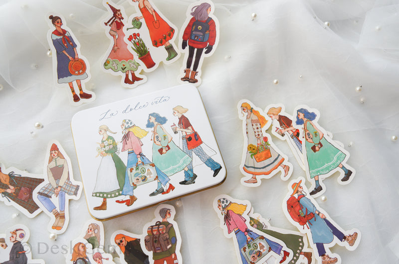 La Dolce Vita Sticker Set with Tin - Girl Marching