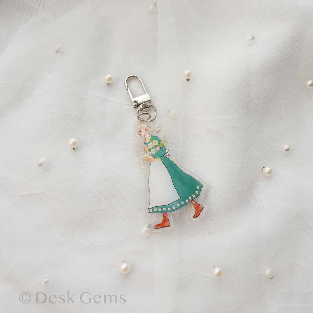 La Dolce Vita Acrylic Charm - Girl with Flowers