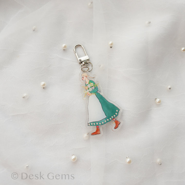 La Dolce Vita Acrylic Charm - Girl with Flowers