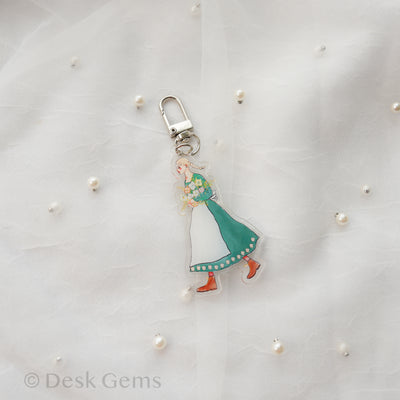 La Dolce Vita Acrylic Charm - Girl with Flowers