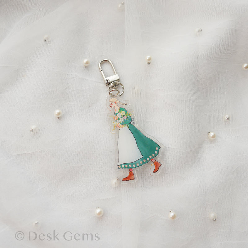 La Dolce Vita Acrylic Charm - Girl with Flowers