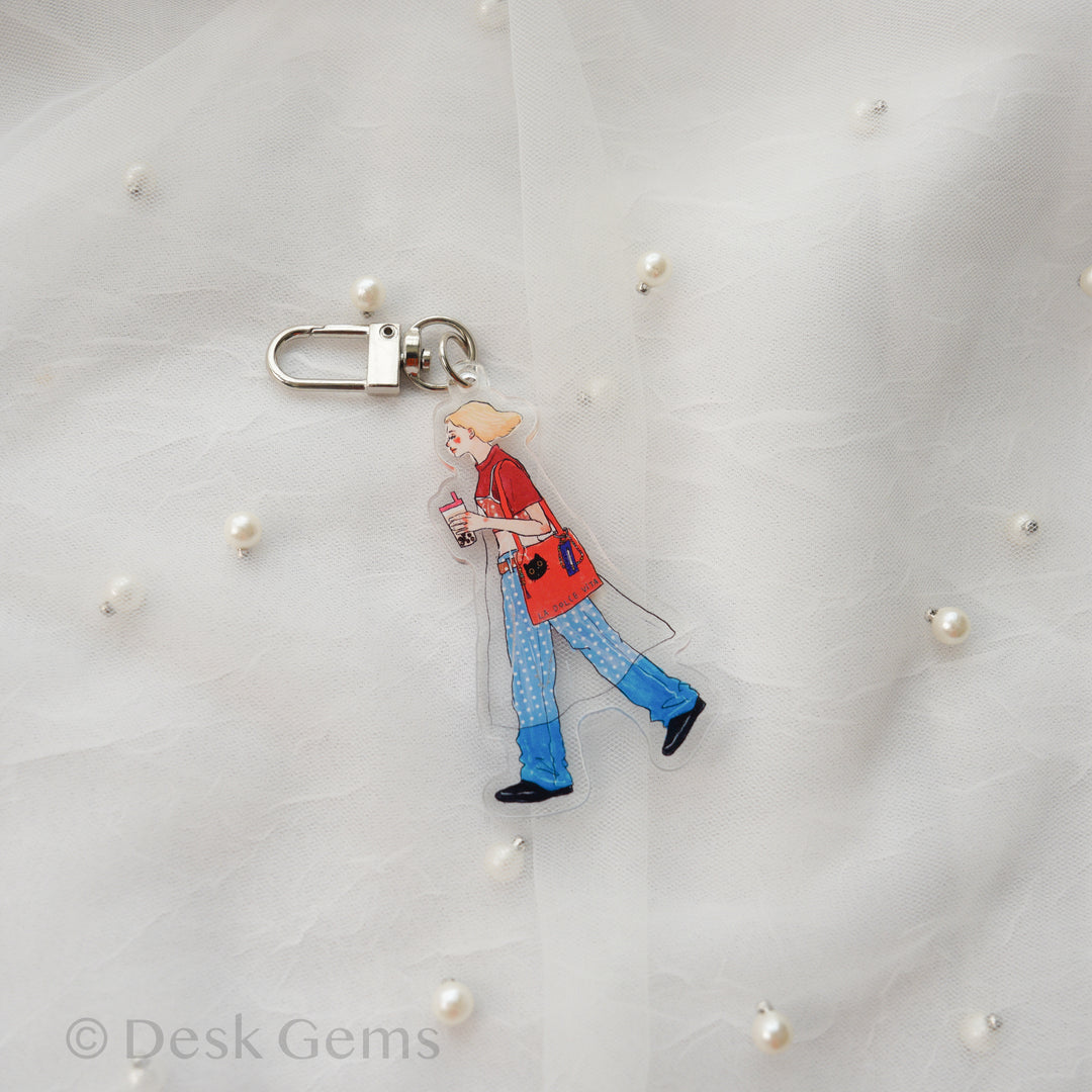 La Dolce Vita Acrylic Charm - Girl with Bubble Tea