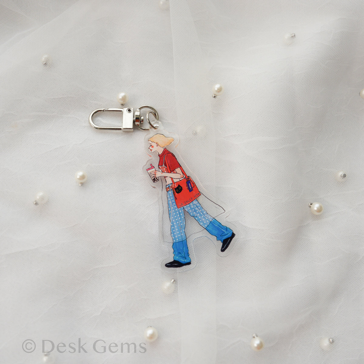 La Dolce Vita Acrylic Charm - Girl with Bubble Tea