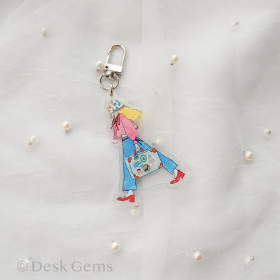 La Dolce Vita Acrylic Charm - Girl Traveling