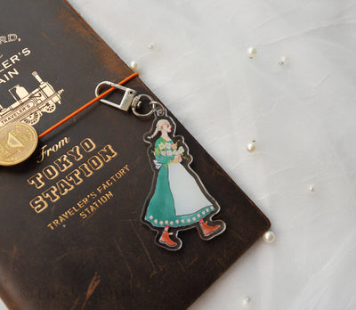 La Dolce Vita Acrylic Charm - Girl with Flowers