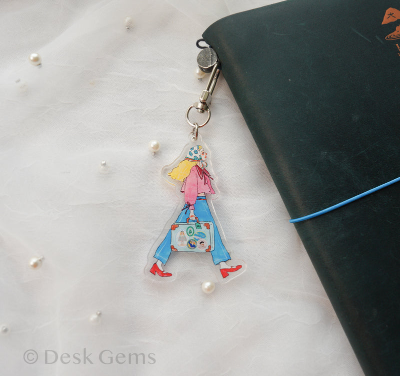 La Dolce Vita Acrylic Charm - Girl Traveling