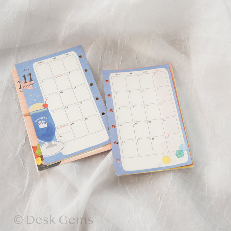 Furukawa Paper Monthly Planner Insert for 2026 - Delicious Food