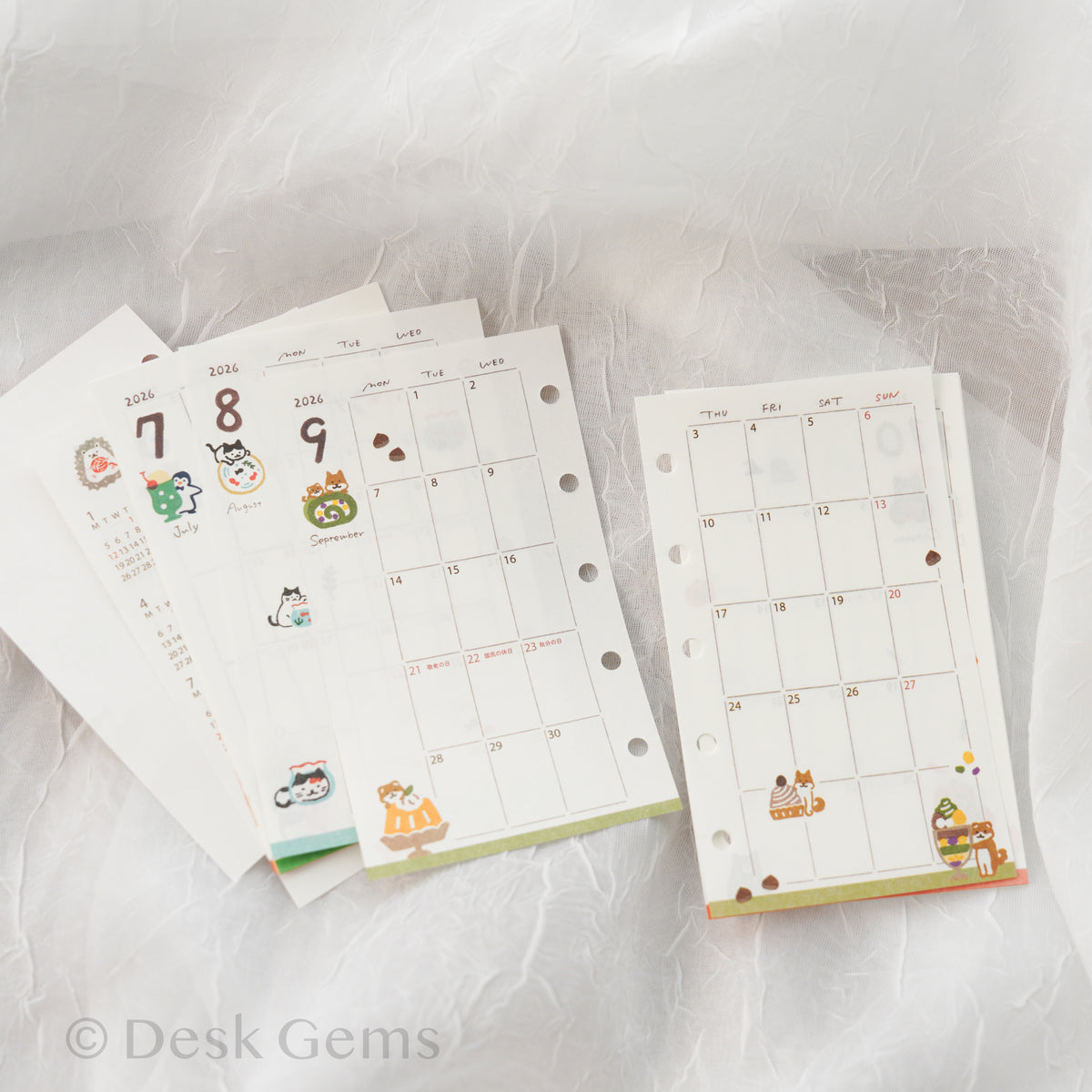 Furukawa Paper Monthly Planner Insert for 2026 - Cute Animals