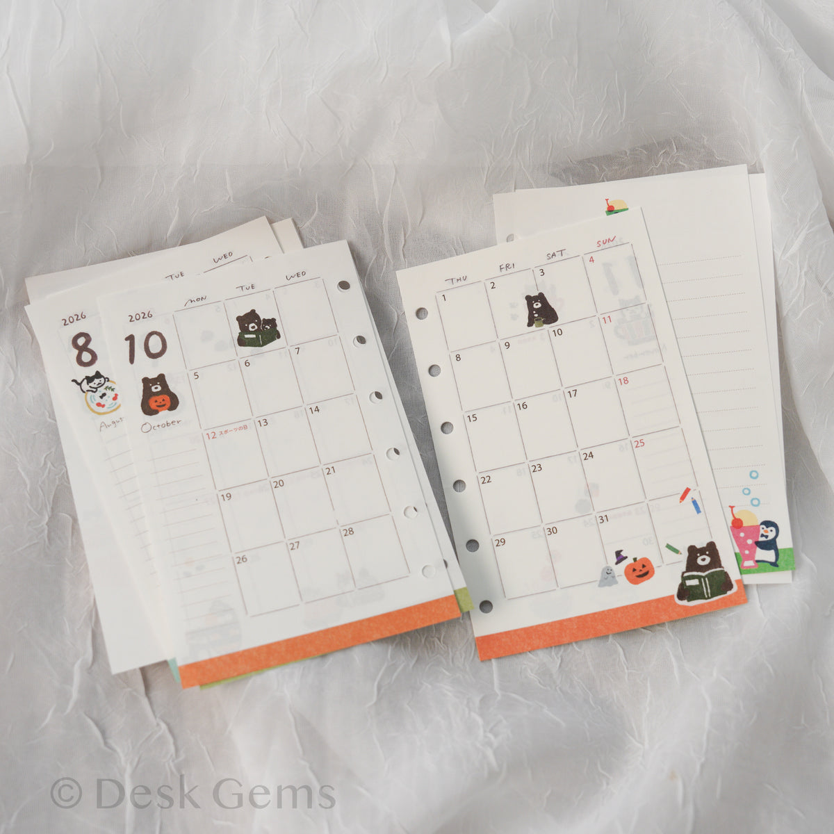 Furukawa Paper Monthly Planner Insert for 2026 - Cute Animals
