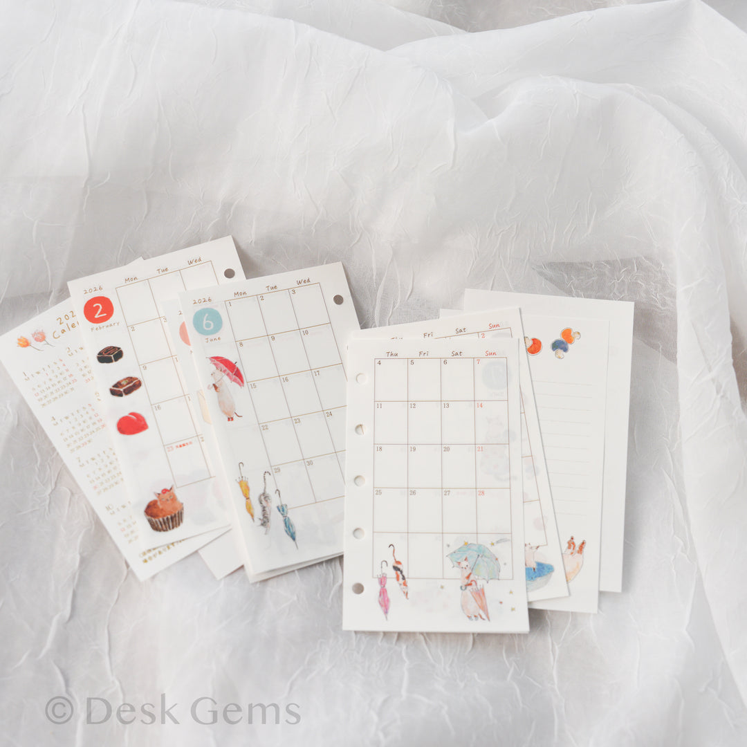 Furukawa Paper Monthly Planner Insert for 2026 - Cats