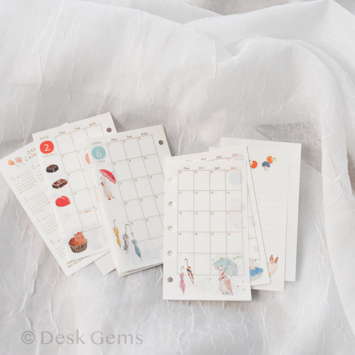 Furukawa Paper Monthly Planner Insert for 2026 - Cats