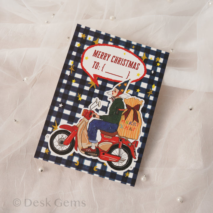 La Dolce Vita Holiday Postcard - My Bike is My Sleigh