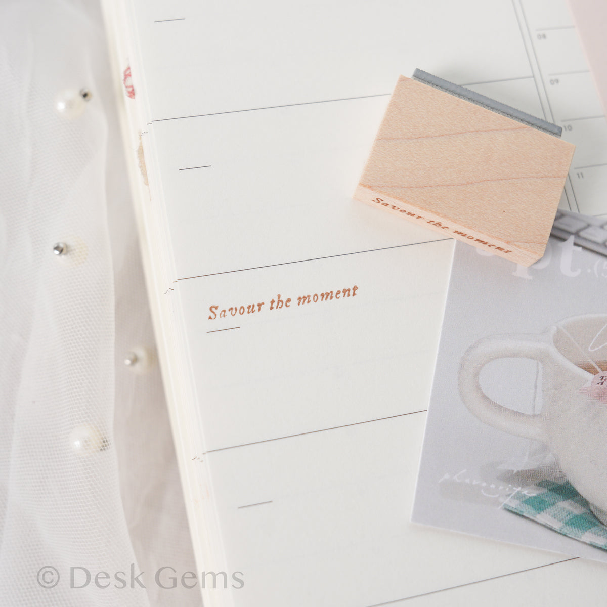New Phavourite PC 9pt.(5) Tiny Text Rubber Stamp Set - Savour the moment