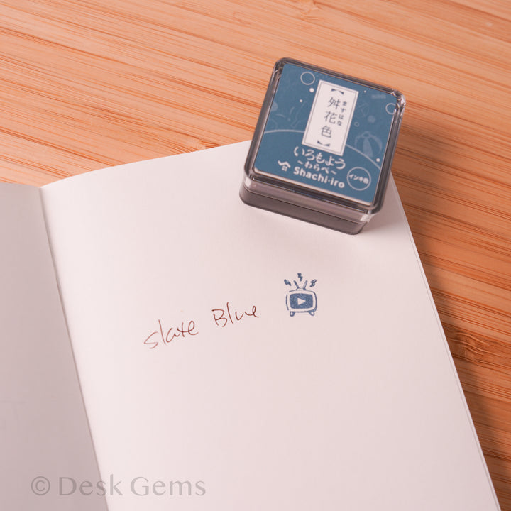 Shachihata Iromoyo Oil-Based Mini Ink Pad (2026 New Colors) - Slate Blue