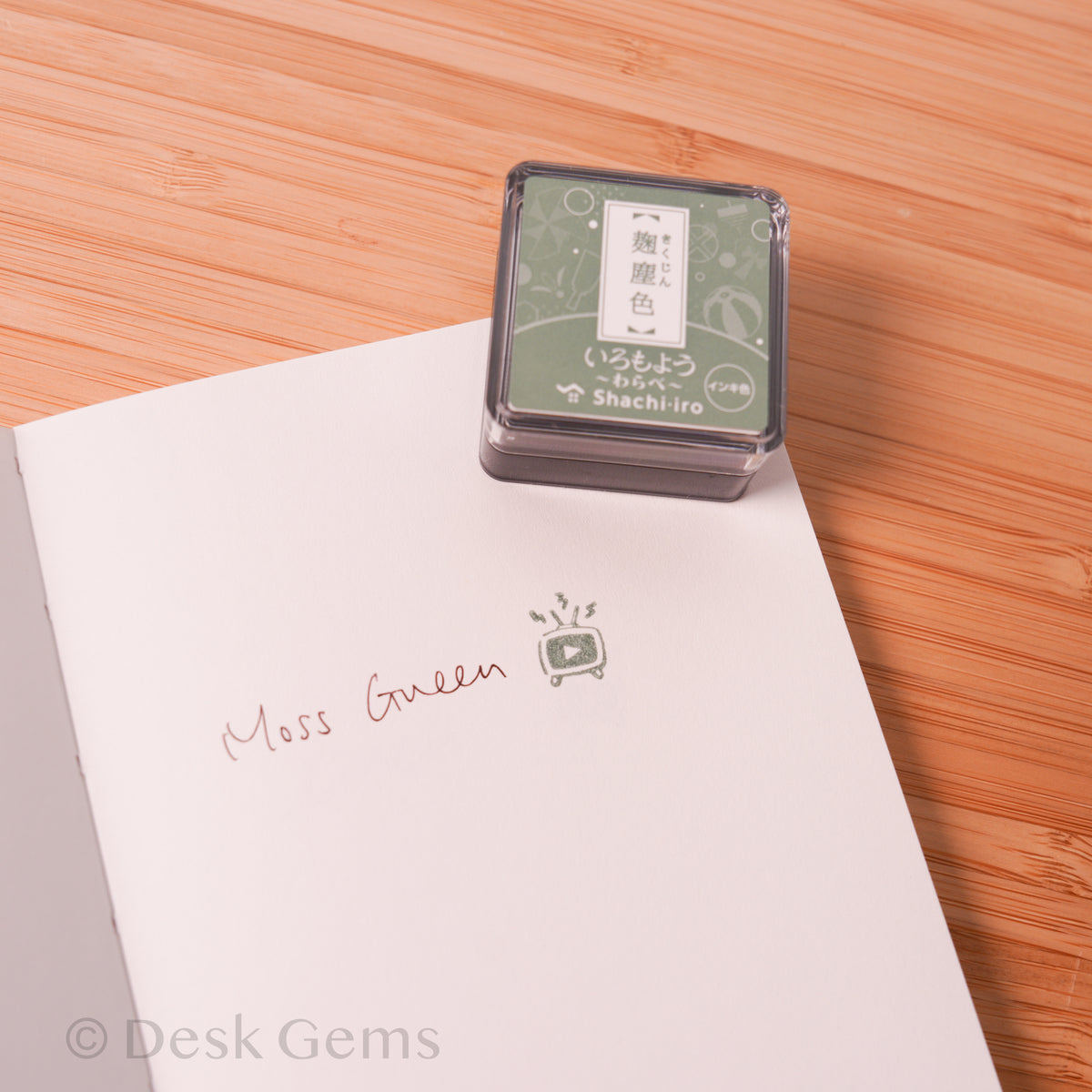 Shachihata Iromoyo Oil-Based Mini Ink Pad (2026 New Colors) - Moss Green