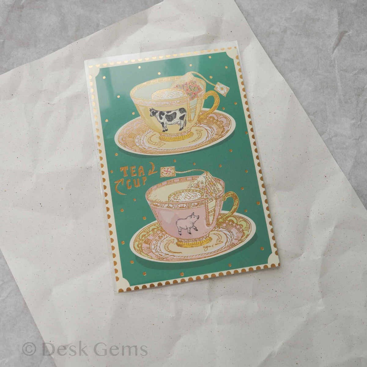 Aya Inoue Foil Postcard - Tea Cup