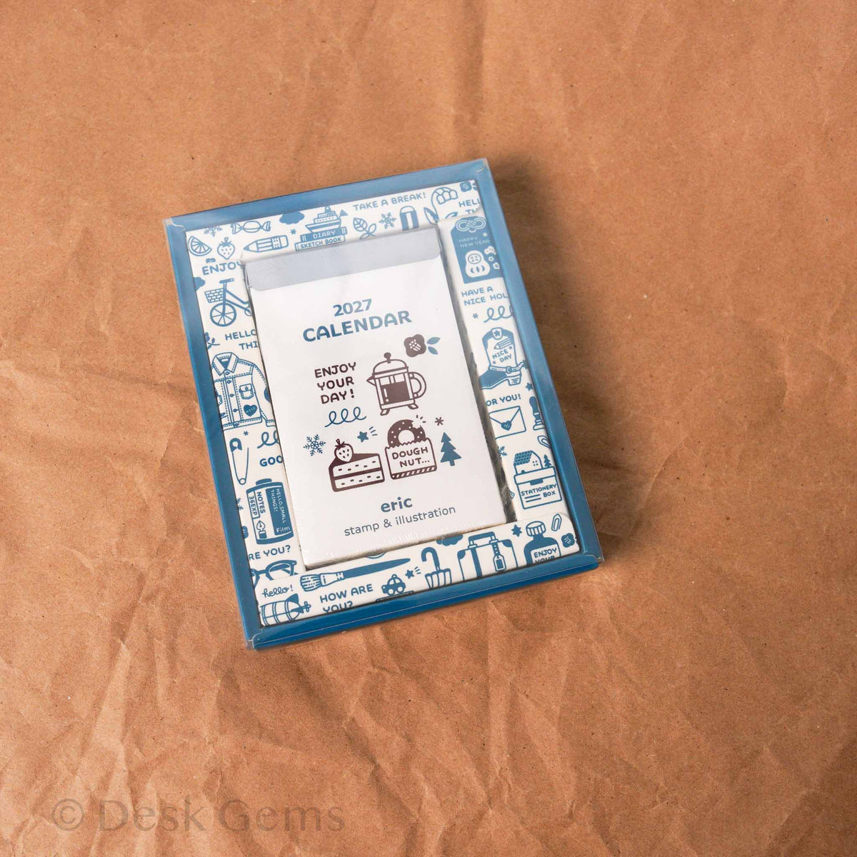 Eric Small Things 2-way Calendar 2027 in blue packaging with Enjoy Your Day design