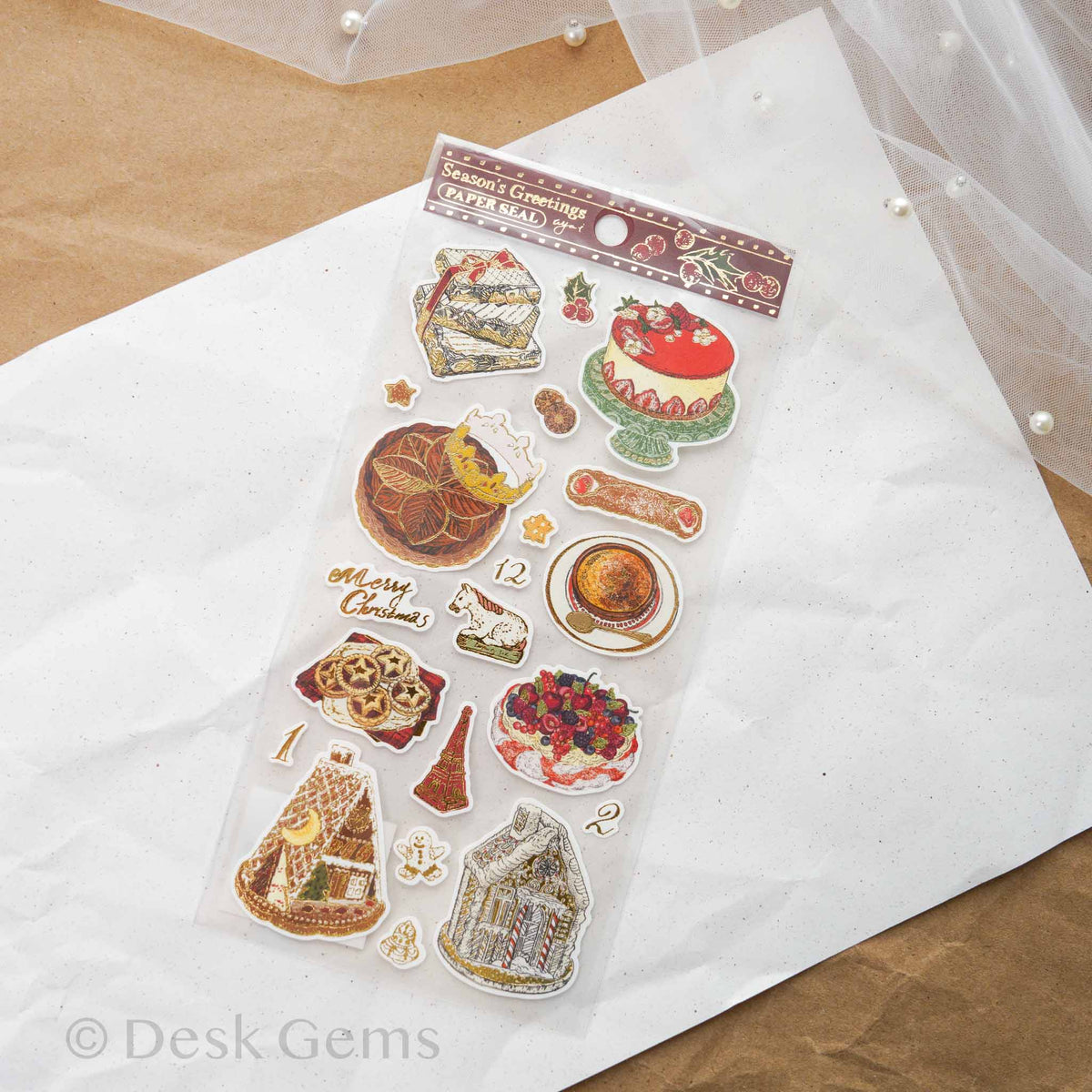 Aya Inoue Christmas sticker sheet with festive patisserie-themed holiday treats