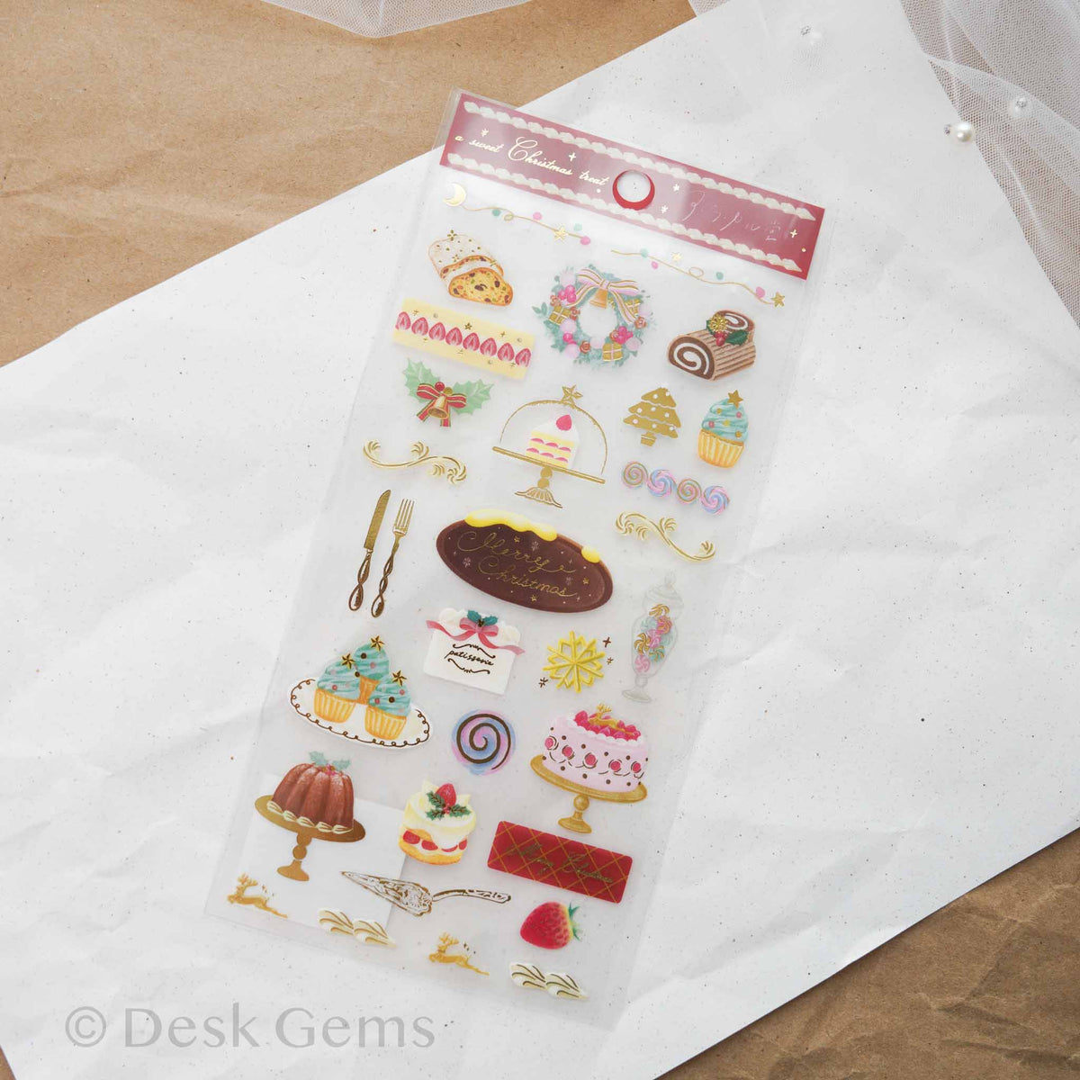 Arakarudo Christmas sticker sheet with patisserie-themed holiday treats and cakes
