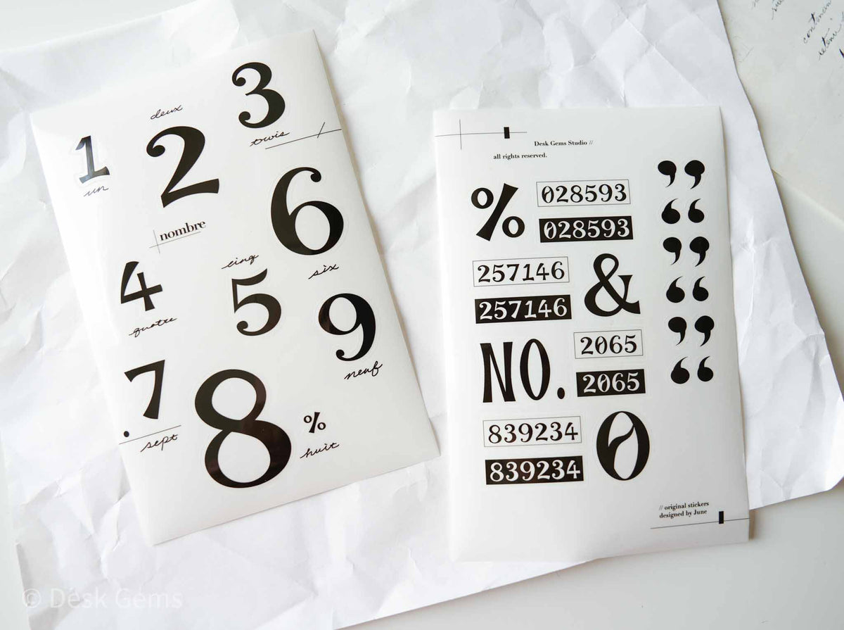 Desk Gems Studio Original Stickers - Numbers - A