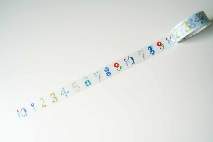 Seitousha Limited Edition Washi Tapes - Embroidery Patterns (2023 New!) - Blue Flower Number