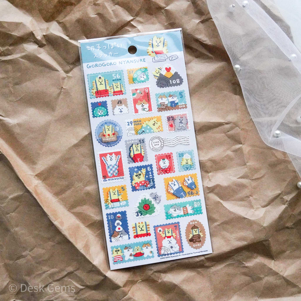 Mind Wave Cute Stamp-shape Stickers - Gorogoro Cat