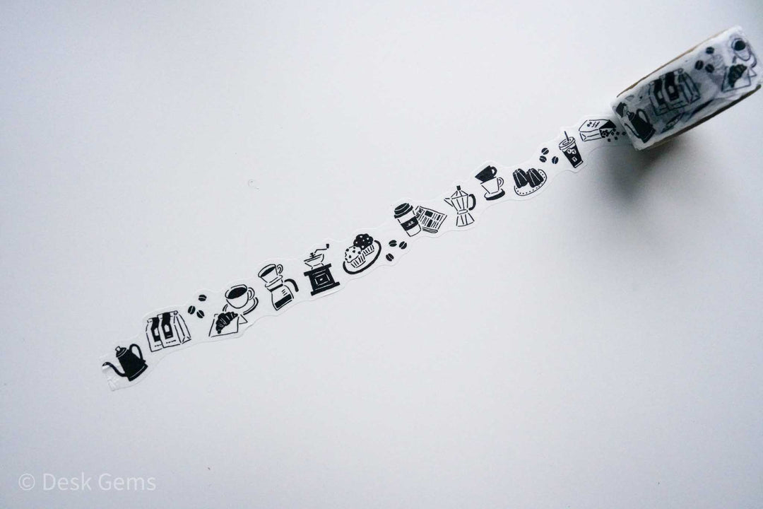 Mind Wave Die-cut Monochrome Washi Tape - Coffee