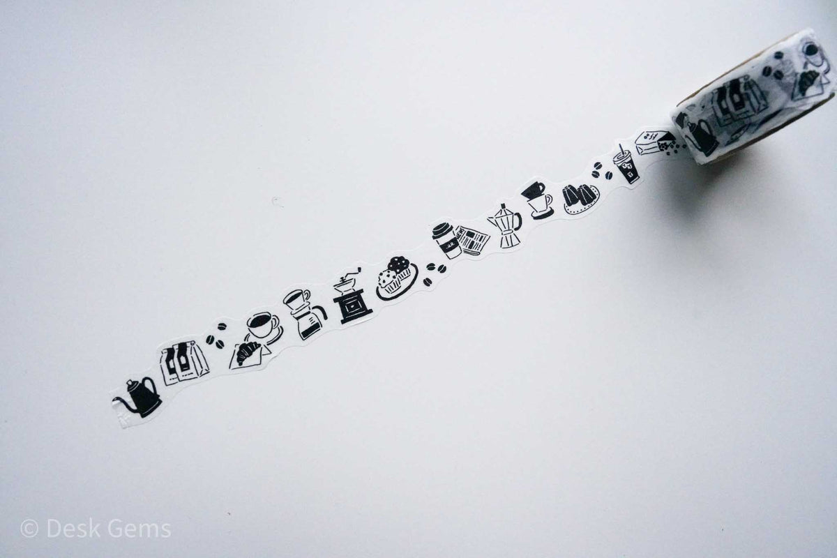 Mind Wave Die-cut Monochrome Washi Tape - Coffee